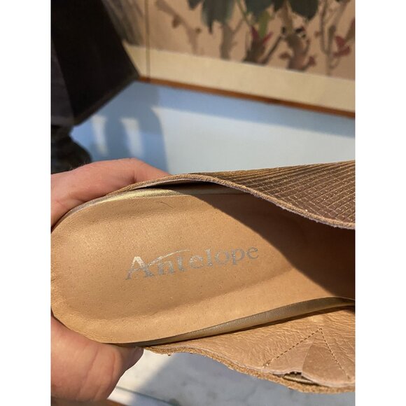 Antelope Shoes Womens Size 41 Metallic Textured Slip On Mule Block Heel Loafers - Picture 4 of 5